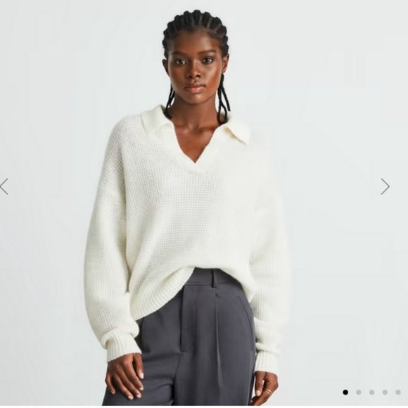 Everlane Sweaters - Everlane Alpaca Waffle-Stitch Polo size SMALL